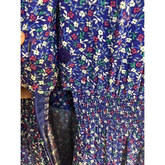 Karin Stevens Petites Womens Maxi Dress Size 12 Blue Floral Short Sleeve - Picture 7 of 9